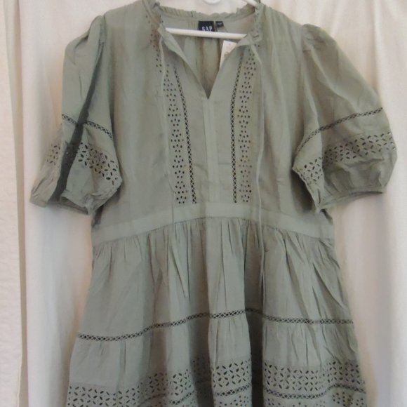 GAP dress, with lining, sage green XXL, english embroderies, NEW - Picture 1 of 8